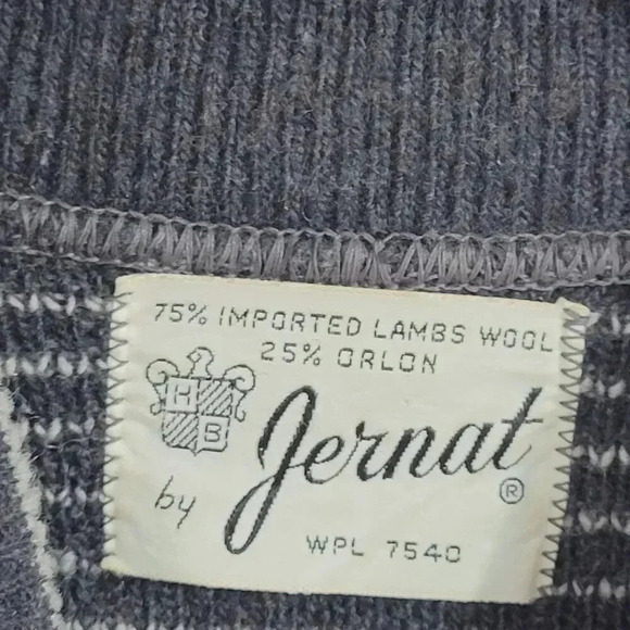 Vintage Jernat Gray Patterned Wool Blend Mock Sweater Women's Size M  4CT - Picture 4 of 7